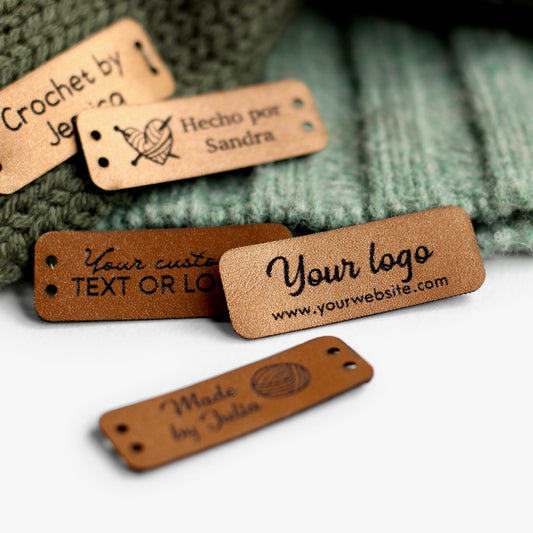 Small Metallic Faux Leather Tags – 1.5x0.55" (3.8x1.4 cm)