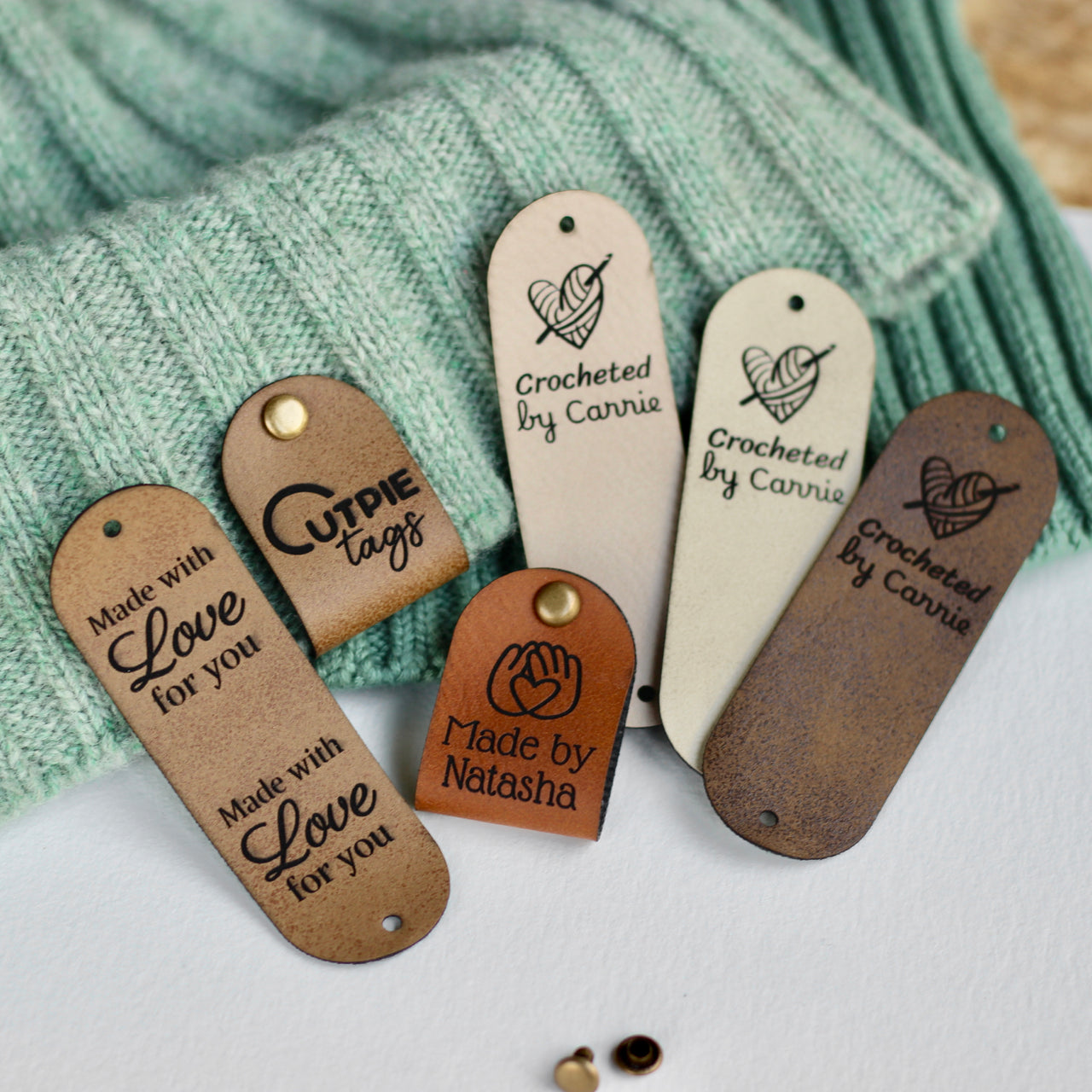 Custom Tags for Knits and Crochet - Foldable - Size 2.85x1"
