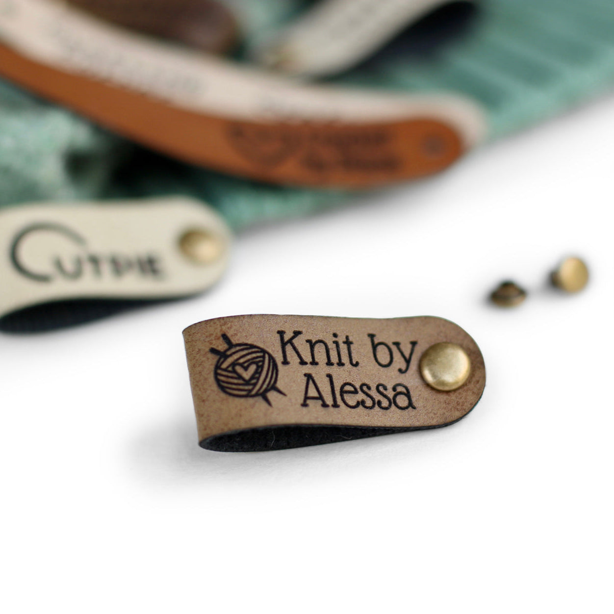 Custom Faux Leather Tags for Knits & Crochet – Foldable – 2.85x0.55”