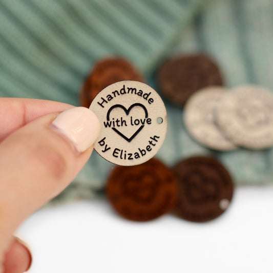 Small Round Faux Leather Tags