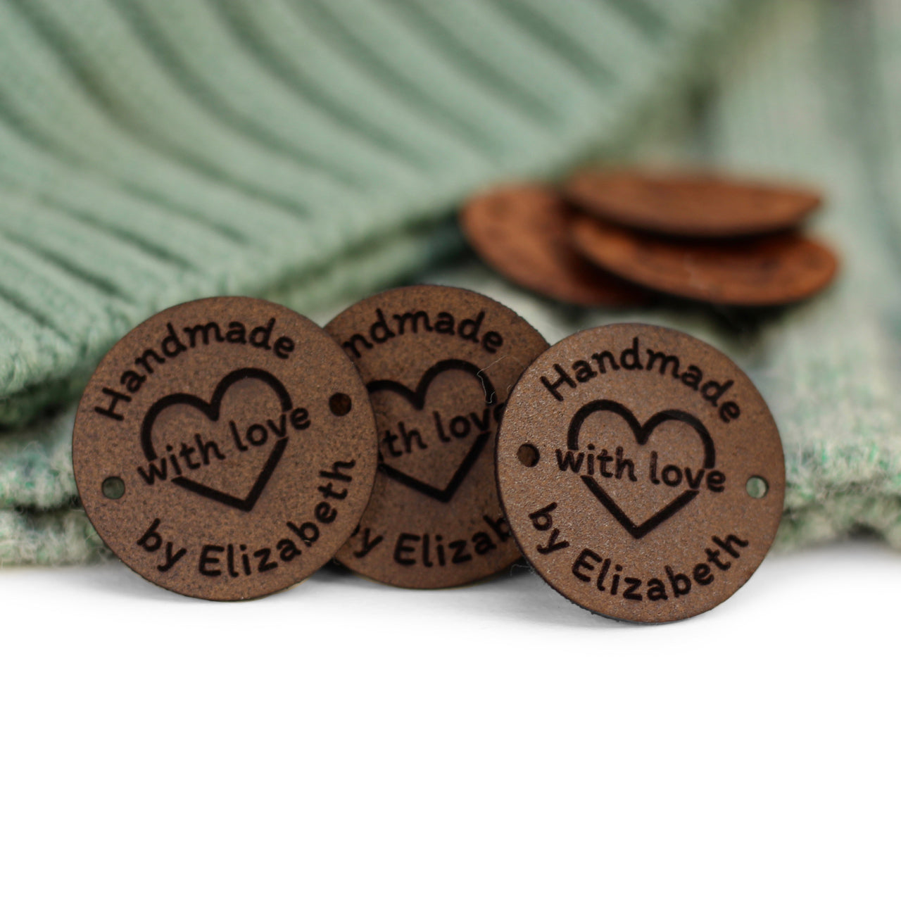 Small Round Faux Leather Tags