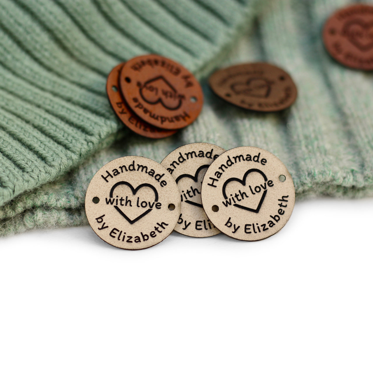 Small Round Faux Leather Tags