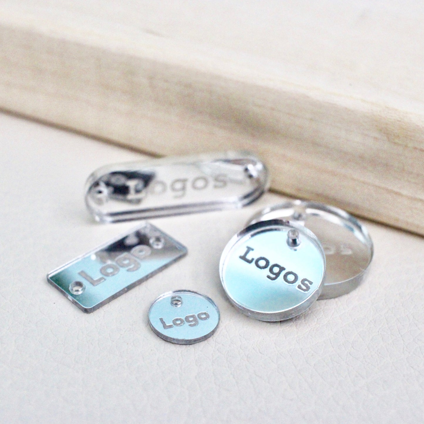 Set of 50 Silver Mirror Acrylic tags for accessories