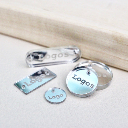 Set of 50 Silver Mirror Acrylic tags for accessories