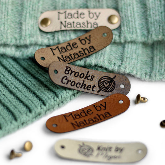 Small Custom Faux Leather Tags for Handmade Items – 1.9x0.55" (4.75x1.4 cm)