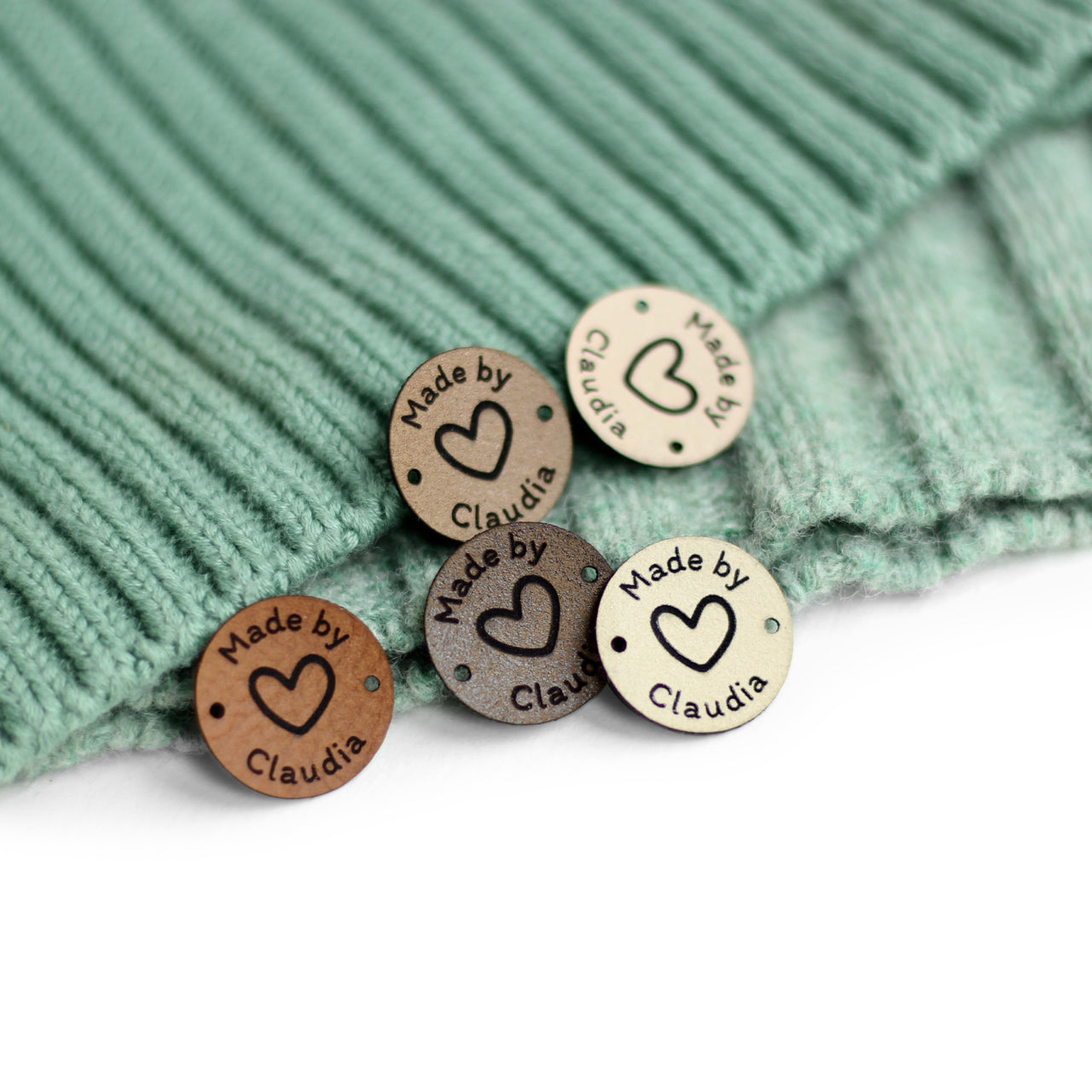 Tiny Round Custom Text Faux Leather Tags – 0.75" (1.9 cm)