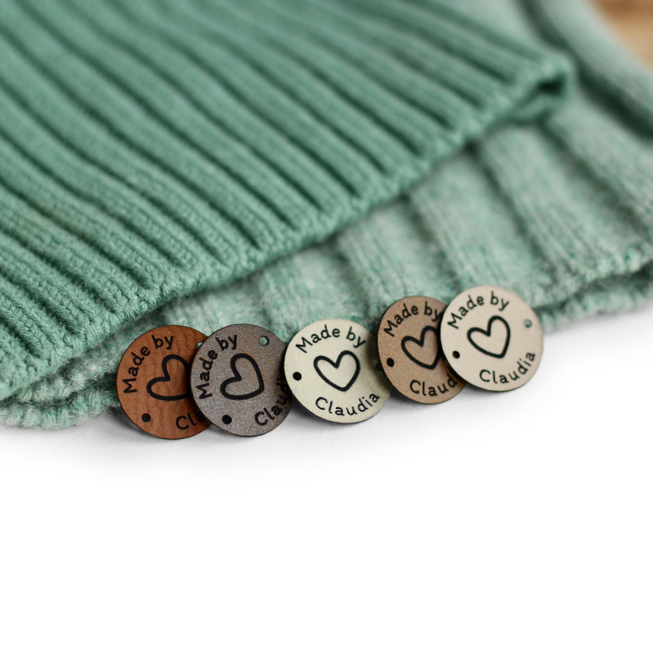 Tiny Round Custom Text Faux Leather Tags – 0.75" (1.9 cm)