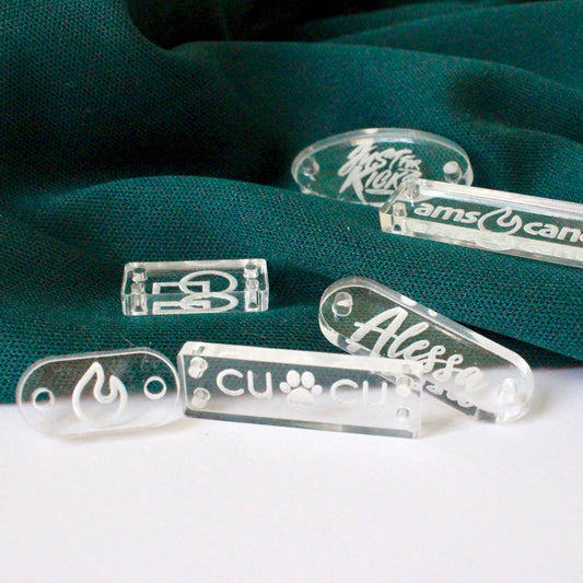 Set of 50 Clear Acrylic tags for accessories