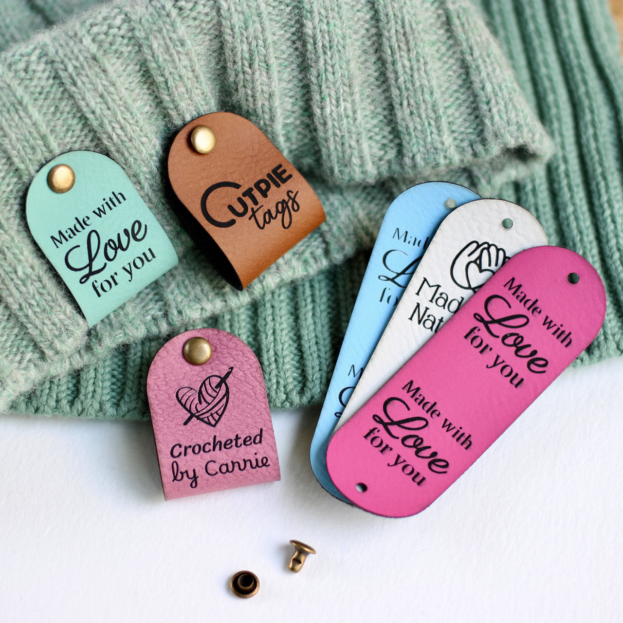 Custom Tags for Knits and Crochet - Foldable - Size 2.85x1"