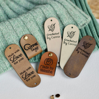 Custom Tags for Knits and Crochet - Foldable - Size 2.85x1"