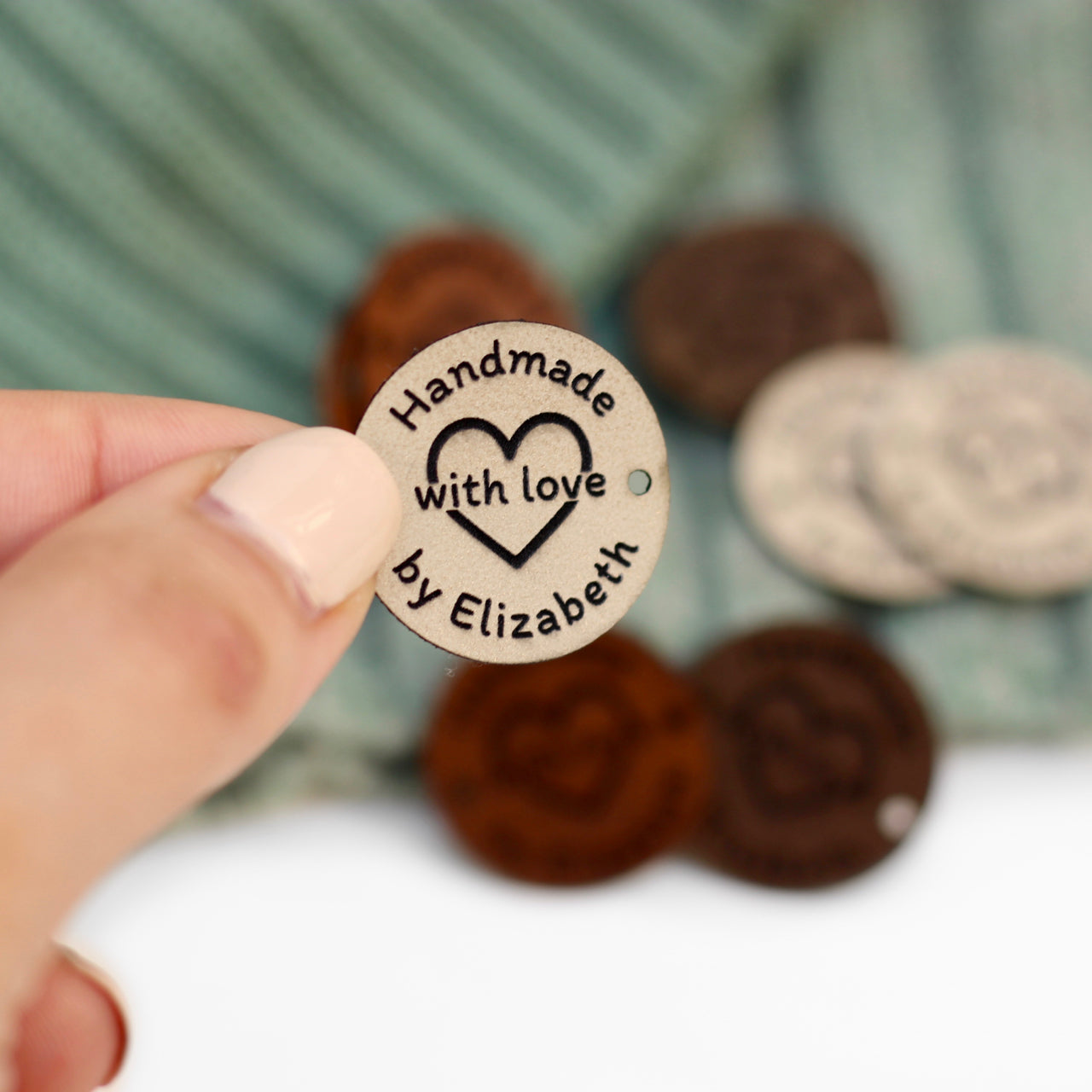 Small Round Faux Leather Tags