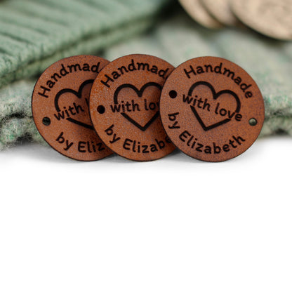 Small Round Faux Leather Tags
