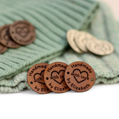 Small Round Faux Leather Tags