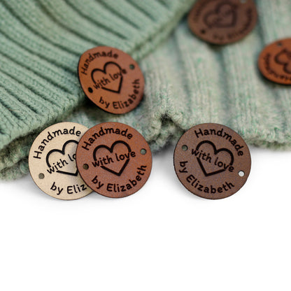Small Round Faux Leather Tags
