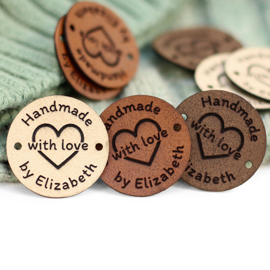 Small Round Faux Leather Tags