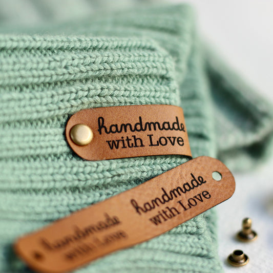 Handmade with Love Leather Tags for Handmade