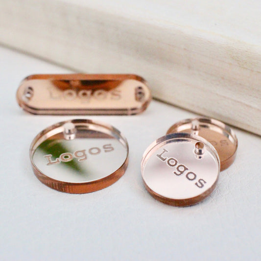 Set of 50 Rose Gold Mirror Acrylic tags for accessories