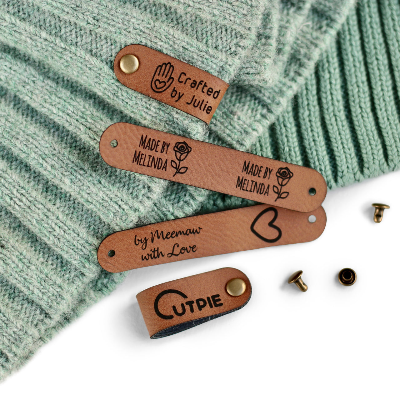 Custom Tags for Knits and Crochet - Foldable - Size 2.85x0.55"