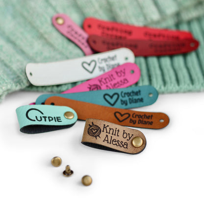 Custom Tags for Knits and Crochet - Foldable - Size 2.85x0.55"