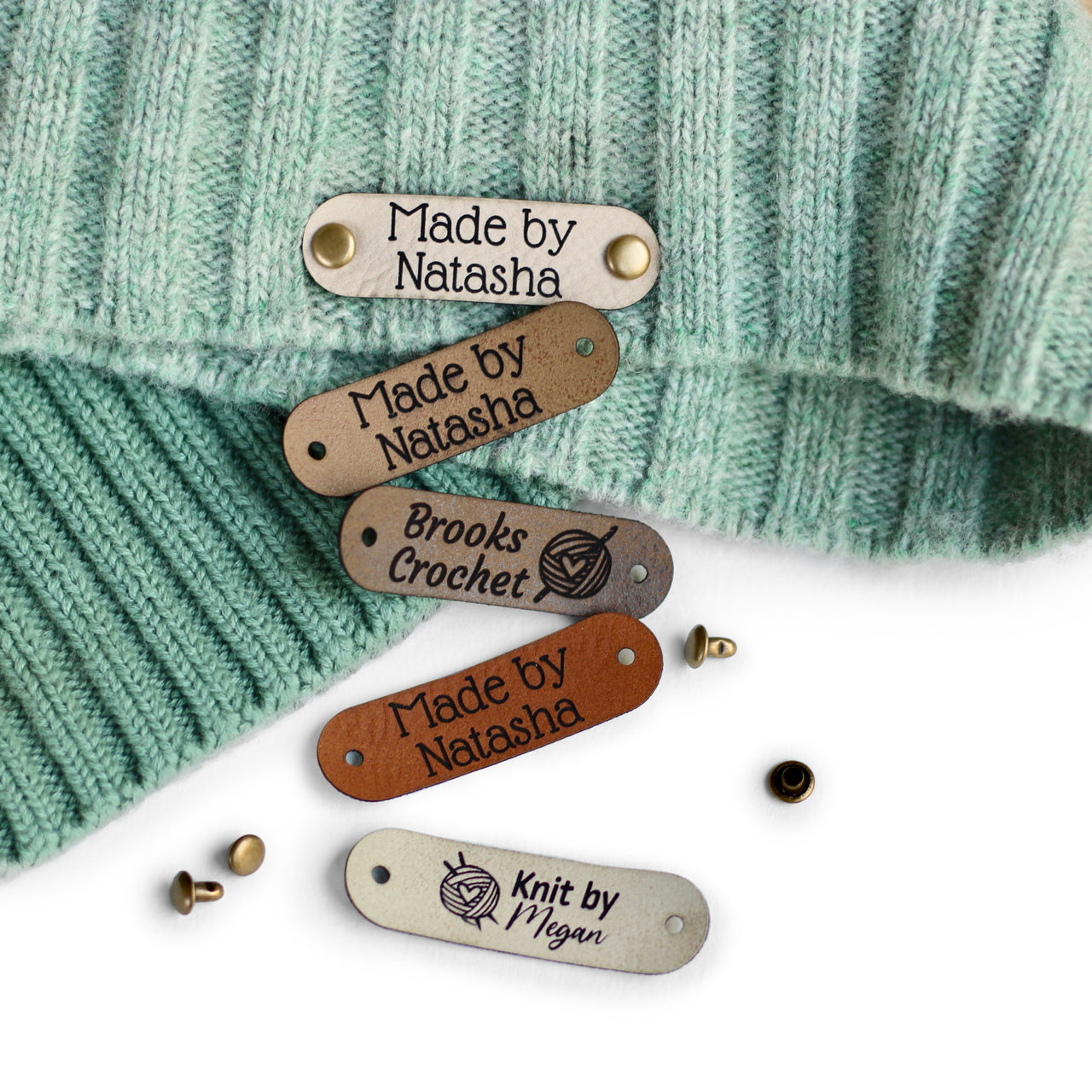 Small Custom Faux Leather Tags for Handmade Items – 1.9x0.55" (4.75x1.4 cm)