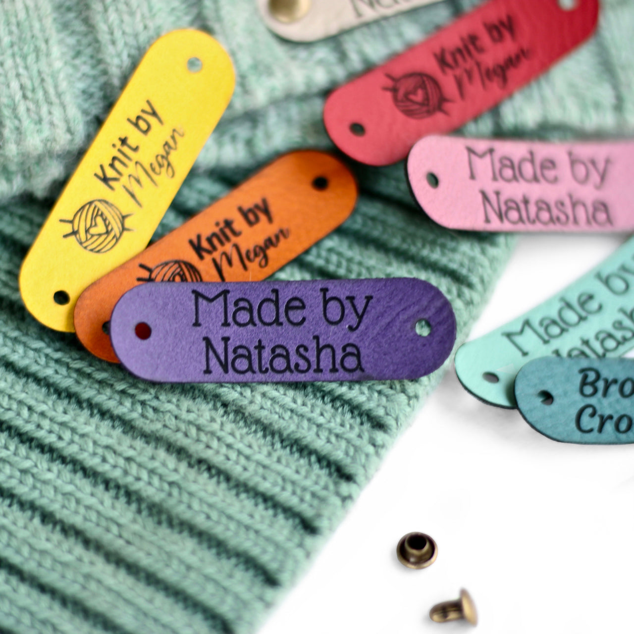 Small Custom Faux Leather Tags for Handmade Items – 1.9x0.55" (4.75x1.4 cm)