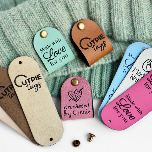 Custom Tags for Knits and Crochet - Foldable - Size 2.85x1"