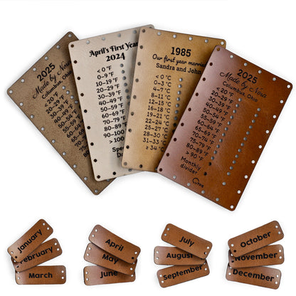 Temperature Blanket Tags Set – Faux Leather Chart & Month Tags